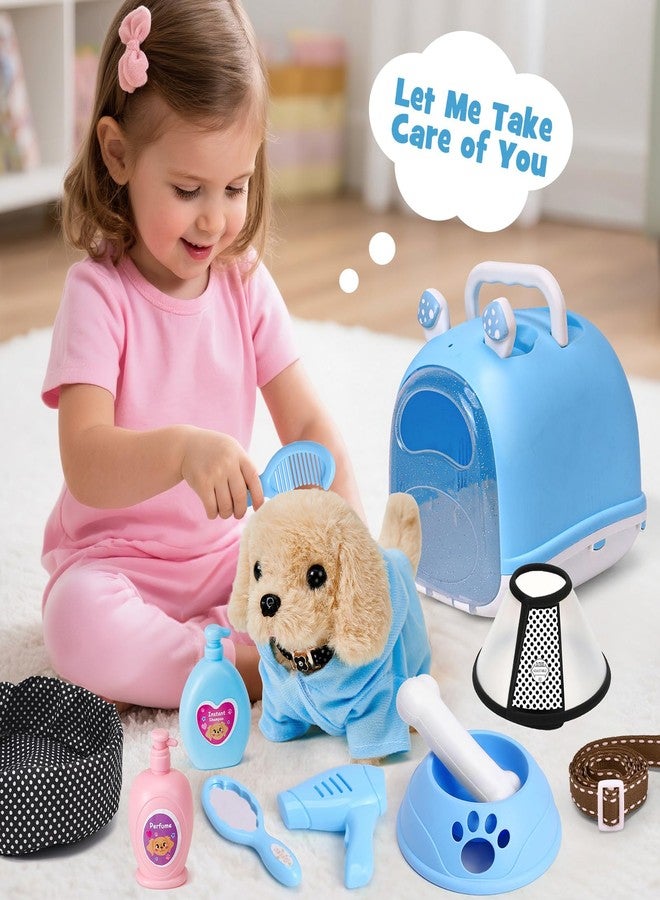Cleboen 14pcs Robot Dog Toys for Kids Girls Boys 3-6, Realistic Electronic Interactive Plush Toy Dog with Walk & Bark, Pretend Play Puppy Pet Care Playset, 3 4 5 6 Year Old Girl Birthday Gift Ideas - Image 2